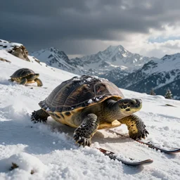 giant turtles snow skiing