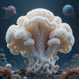 beautiful and artistic mycelium on a fantastic planet and unusual inhabitants of the oceans, protozoa, amoeba, diatoms, highly detailed, pattern with optical illusion, tiling texture repeating fabric pattern