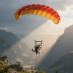 Cat with a parachute
