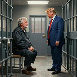 illustration of donald trump and El Chapo sharing a prison cell in jail