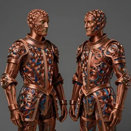 fully featured siamese twins made of copper wire, intricate armor made of fractals of colorful electrical wire, highly detailed, by giuseppe arcimboldo and ambrosius benson, renaissance, ( beksinski ), realistic, high definition