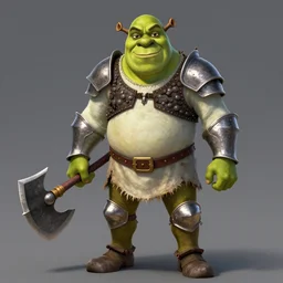 A realistic anime portrait of Shrek, warrior, D&D, two handed Axe, full body plated armor, dungeons and dragons, tabletop role playing game, rpg, jrpg, digital painting, by Stanley Artgerm Lau, Frank frazzeta, WLOP and Rossdraws, digtial painting, trending on ArtStation, SFW version