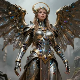 beautiful linda evangelista god of jupiter fantasy character portrait, ultra realistic, cyborg, wide angle, intricate details, the fifth element artifacts, highly detailed by peter mohrbacher, hajime sorayama, wayne barlowe, boris vallejo, aaron horkey, gaston bussiere, craig mullins