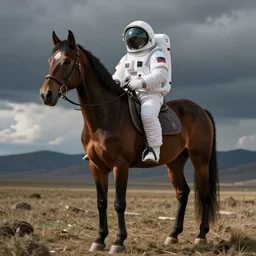 full body photo of a horse in a space suit