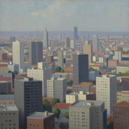 A surreal city, no vanishing point, oil on canvas