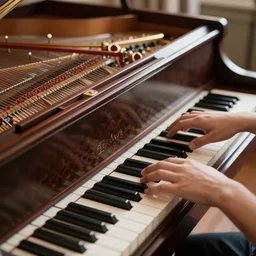 android playing a fortepiano, very beautiful, intricate, medium shot, cinematic lighting, highly detailed, digital art, octane render, unreal engine, 4 k,