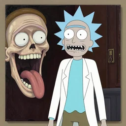 rick sanchez from rick and morty in edward munch's scream painting