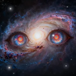 eyes of a giant galaxy, ( stylized, artgerm, artstation, hd, cgsociety, cgi, realistic, dramatic, cinematic, artistic, trending, detailed )