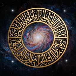 Galaxy in the style of Arabic calligraphy and Bauhaus