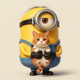 an epic painting minion holding a redhead cat in hands, pencil drawing, perfect composition, golden ratio, beautiful detailed, photorealistic, digital painting, concept art, smooth, sharp focus, illustration, artstation trending, octane render, unreal engine