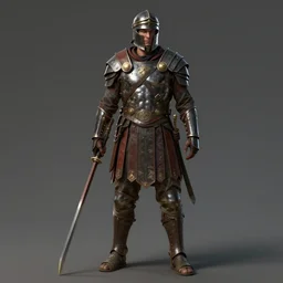 full body + face character portrait of a post - apocalyptic roman mercenary in the style of dark fantasy art in the style of high fantasy art trending on artstation deviantart pinterest detailed realistic high resolution hd 8 k