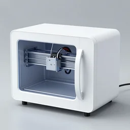 product photo of a 3 dprinter that looks like a holographic microwave