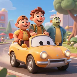 a cartoony car,  in the style of Rayman origins, michael ancel, Ruan Jia and Mandy Jurgens and Greg Rutkowski, trending on Artstation, award winning, unreal engine, octane render W 1024