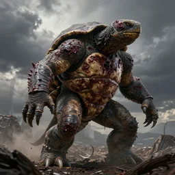 humanoid turtle monster, photorealistic, grimdark, gruesome