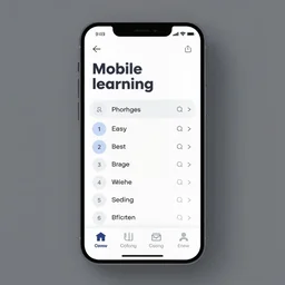 mobile learning app prototype, screen, ux, easy to use, modern, good looking, trending, artstation, efficient, recommended, high quality, sharp focus, high contrast, fullscreen app, aesthetically pleasing