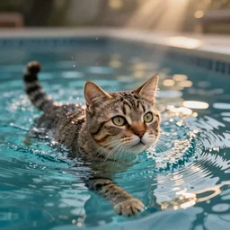 swimming cat