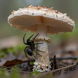 mushroom eating a spider