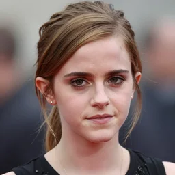 Emma Watson with facepaint headshot, 200mm, canon, f5.6