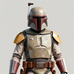 Dynamic detailed artistic illustration of Boba fett but his armor is tan colored with desert camoflauge patterns, wearing nightvision goggles and holding an ar-15 rifle