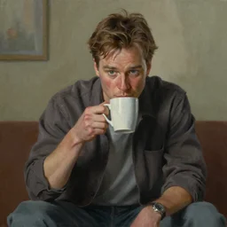 painting Kyle MacLachlan Twin Peaks drink coffee by Matt Bors