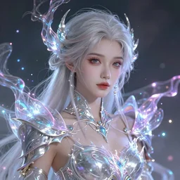 a photographic portrait of an attractive young girl, partially clothed in ethereal armor, surrounded by colorful transparent plasma, emitting psychic powers, beautiful bone structure, perfectly proportioned face, perfect eyes, intricate, elegant, highly detailed, hyper detailed, trending on tumblr, by artgerm, by loish, fantasy scene, fantasy aesthetic, trending on Artstation