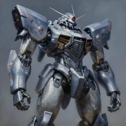 oil painting of a huge military mech, sleek, elegant, anime style, highly detailed, complex, intricate by james gurney