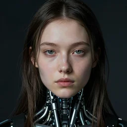 a close - up portrait of a cyberpunk cyborg girl by jan van eyck, rule of thirds