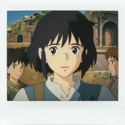 overview film still polaroid portrait of a 1 9 8 0's achiologist girl working at an ancient city, finely detailed features, closeup at the faces, perfect art, gapmoe yandere, trending on pixiv fanbox, painted by makoto shinkai takashi takeuchi studio ghibli, akihiko yoshida, craig mullins