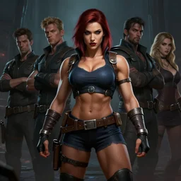 portrait of a female bodybuilder dressed in a bodyguard costume in team fortress 2 style, epic, tragic, dark fantasy art, fantasy, pretty, hd shot, digital portrait, beautiful, artstation, comic style, by artgerm, guy denning, jakub rozalski, magali villeneuve and charlie bowater