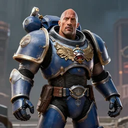 Dwayne Johnson as a space marine from warhammer 40k, unreal engine 5, cinematic, 4k, detailed