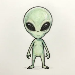 basic alien, sketch, illustration