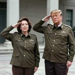 A photo from the 1960s shows Pelosi and Trump saluting in Chinese military uniforms.