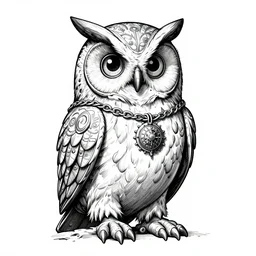 ancient alchemist steampunk owl wizard, high details, lineart, by vincent di fate, inking, black and white screen print, masterpiece, trending on artstation, sharp, high contrast, hyper - detailed, photo realism, hd, 4 k, 8 k
