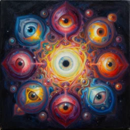 intricate five omniverse, oil on canvas, hdr, high detail, photo realistic, hyperrealism, surrealism, cinematic, matte finish, high contrast, 3 d depth, centered, masterpiece, vivid and vibrant colors, enhanced light effect, enhanced eye detail, artstationhd