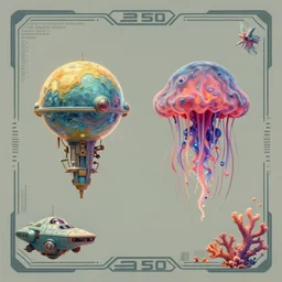 design only! 2 0 5 0 s retro future art 1 9 7 0 s science fiction borders lines decorations space machine. muted colors. by jean - baptiste monge, ralph mcquarrie, marc simonetti, 1 6 6 7. mandelbulb 3 d, fractal flame, jelly fish, coral