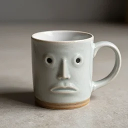 a mug of an ugly mug on a mug, photorealistic,