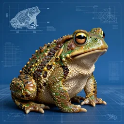 portrait of the toad of the trust gulf, in the style of Greg Broadmore and Arthur Rackham,trending on artstation, light lighting side view,digital art,surrealism ,macro,blueprint ,vaporwave ,