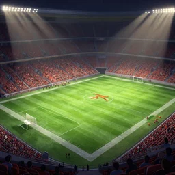 Football game by  Greg Rutkowski , Justin Gerard and Haeckel. Artstation, volumetric light