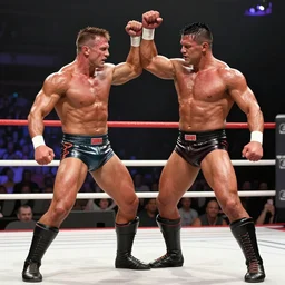 scott steiner competes against johnny bravo in flexing contest, digital art, realistic, muscular dudes, 4 k
