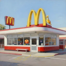oil painting of ancient mcdonalds restaurant