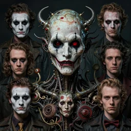 8 k slightly zoomed out headshot portrait of scary godlike intricately constructed organic cyborg mime by craig mullins, ilya kuvshinov, krenz cushart, epic, german engineering, artgerm trending on artstation by edward hopper and dan mumford and wlop and rutkovsky, beksinski carl spitzweg moebius and tuomas kocar, intricate artwork by carav