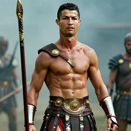 film still of christiano ronaldo as leonidas in 3 0 0 movie, 8 k