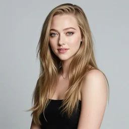 a studio portrait photograph of Amanda Seyfried taken by Annie Leibovitz, canon 85mm lens f1.4, hasselblad medium format, ring light, beauty dish