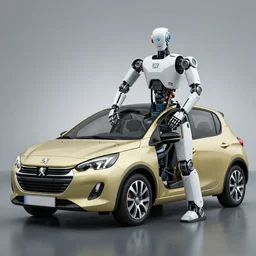 a peugeot car transforming in a humanoid robot