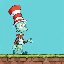 a 2d side scrolling platformer about Cthulhu in the style of Dr Seuss illustrations