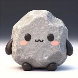kawaii rock with stubby arms and legs