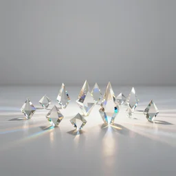 the art of tokujin yoshioka numerous crystal prisms placed in direct reflection of light that refract and bounce infinite rays of colour throughout the wide and white, cinematic focus, neutral colors, soft lights, foggy, photo by nik van der giesen, by hara kenya, 8 k render, detailed