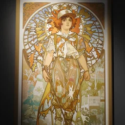 realistic detailled Kiki from Kikis\' delivery service, by Alfons Mucha