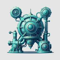 machinery that powers the universe, turquoise, fantasy, digital illustration by jesper ejsing, artgerm, ross tran, victo ngai, photoshop vector cutout filter, highly detailed