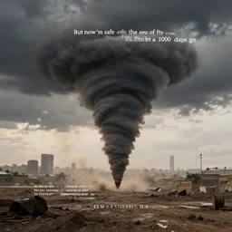 But now I'm safe in the eye of the tornadoI can't replace the lies, that let a 1000 days goNo more living trapped insideIn her way I'll surely dieIn the eye of the tornado, blow me away